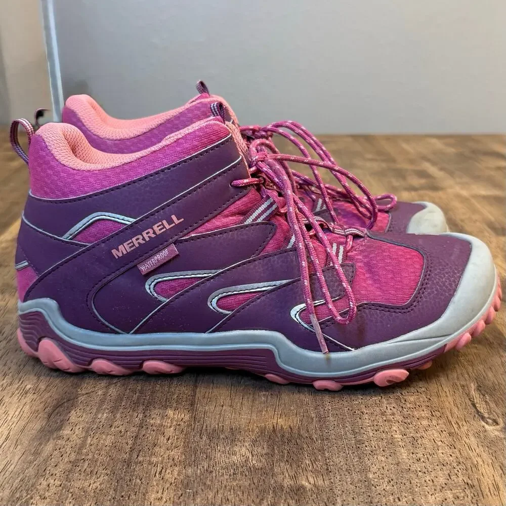 Merrell Kids Chameleon 7 Access Mid Waterproof Hiking Boot Pink Purple Women 7